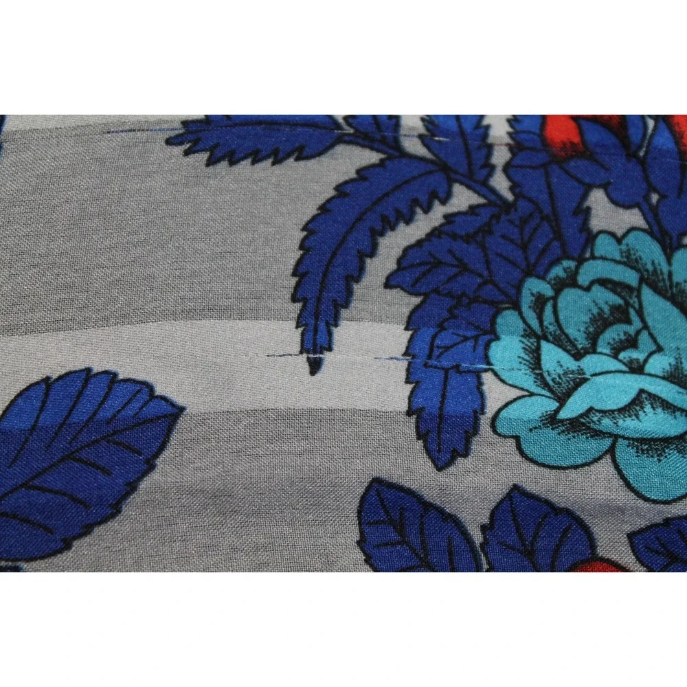 Silk Feel Floral Paisley Square Scarf Pink Blue Red White Stripes 30 x 20